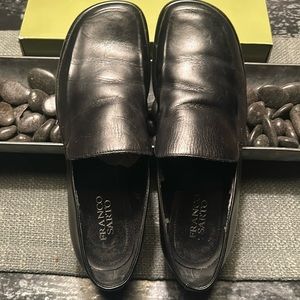 Franco Sarto Flex Bocca Black Leather Slip On Loafers